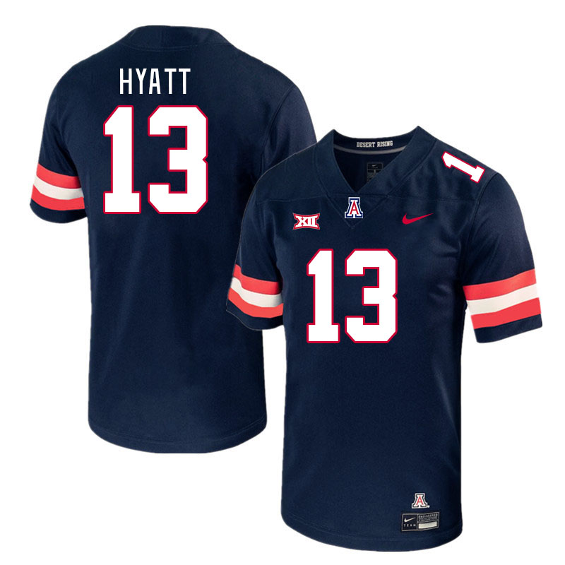 Men #13 Devin Hyatt Arizona Wildcats Big 12 Conference College Football Jerseys Stitched-Navy